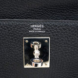 【6ca0447-g】エルメス ハンドバッグ ケリー28 トリヨンクレマンス ブラック シルバー金具 T刻印【中古】レディース