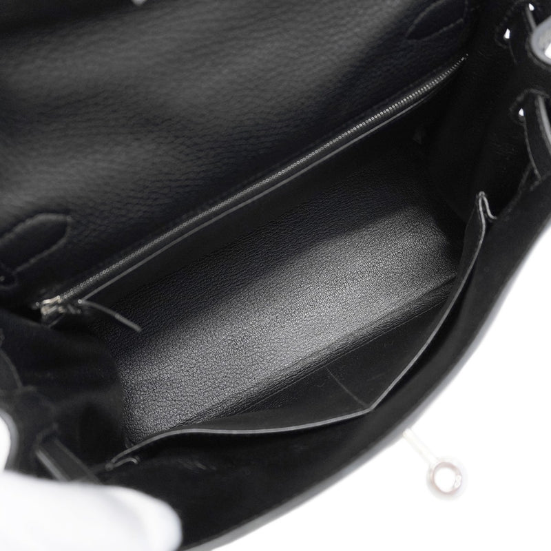 【6ca0447-g】エルメス ハンドバッグ ケリー28 トリヨンクレマンス ブラック シルバー金具 T刻印【中古】レディース