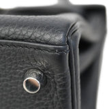 【6ca0447-g】エルメス ハンドバッグ ケリー28 トリヨンクレマンス ブラック シルバー金具 T刻印【中古】レディース