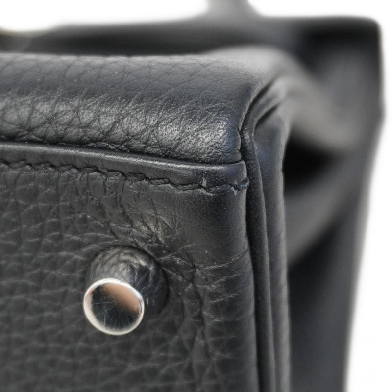 【6ca0447-g】エルメス ハンドバッグ ケリー28 トリヨンクレマンス ブラック シルバー金具 T刻印【中古】レディース
