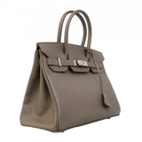 【6ca0448-g】エルメス ハンドバッグ バーキン30 ヴォーエプソン エタン シルバー金具 Z刻印【中古】レディース