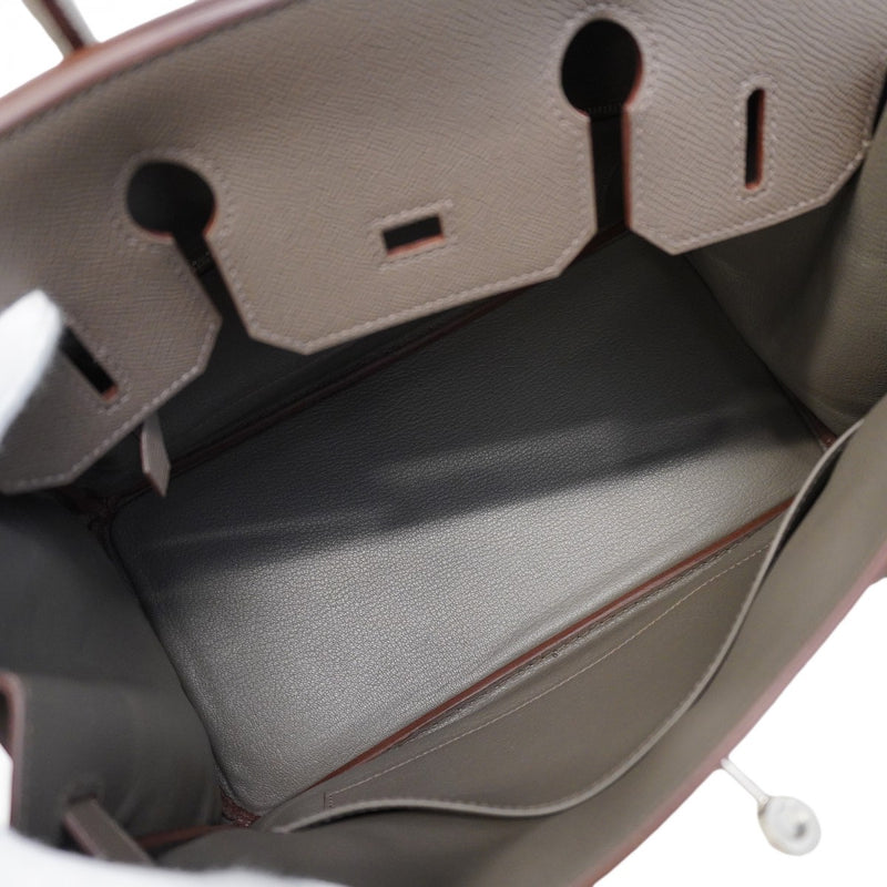 【6ca0448-g】エルメス ハンドバッグ バーキン30 ヴォーエプソン エタン シルバー金具 Z刻印【中古】レディース