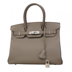 【6ca0448-g】エルメス ハンドバッグ バーキン30 ヴォーエプソン エタン シルバー金具 Z刻印【中古】レディース