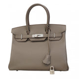 【6ca0448-g】エルメス ハンドバッグ バーキン30 ヴォーエプソン エタン シルバー金具 Z刻印【中古】レディース