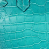 【6ca0707-g】エルメス ハンドバッグ バーキン30 アリゲーターマット ブルーパオン シルバー金具 C刻印【中古】レディース