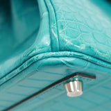 【6ca0707-g】エルメス ハンドバッグ バーキン30 アリゲーターマット ブルーパオン シルバー金具 C刻印【中古】レディース