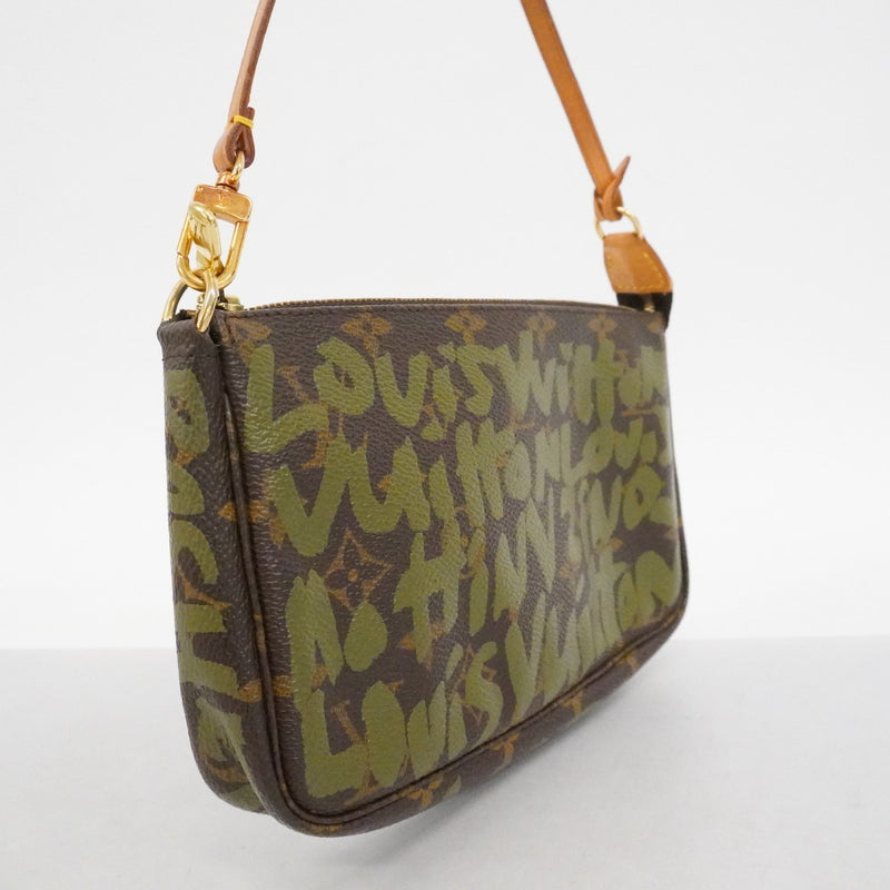 【6ca0934-k】ルイヴィトン ポーチ モノグラムグラフィティ ポシェットアクセソワール M92191 ブラウン カーキ【中古】レディース