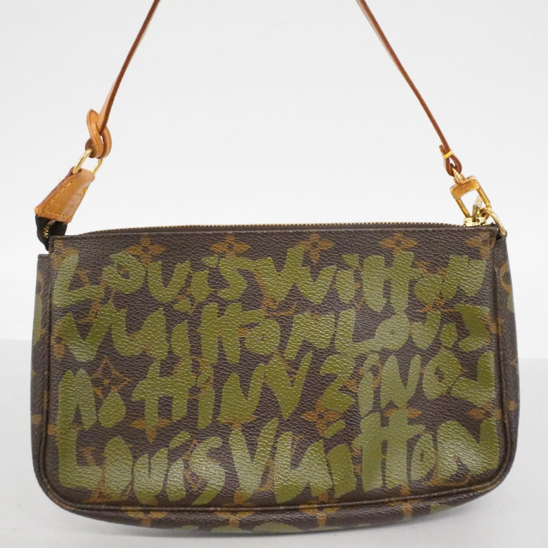 【6ca0934-k】ルイヴィトン ポーチ モノグラムグラフィティ ポシェットアクセソワール M92191 ブラウン カーキ【中古】レディース