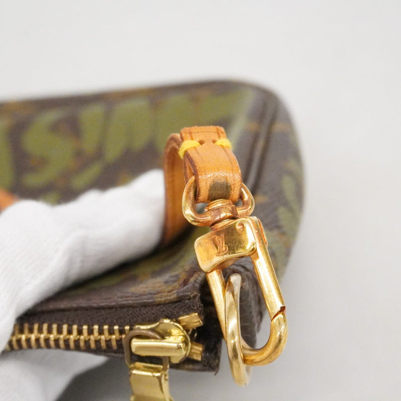 【6ca0934-k】ルイヴィトン ポーチ モノグラムグラフィティ ポシェットアクセソワール M92191 ブラウン カーキ【中古】レディース