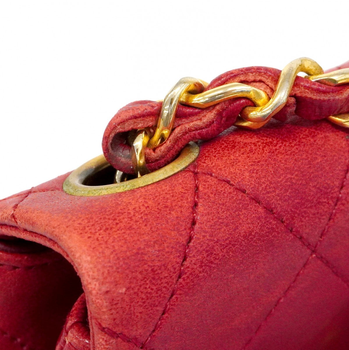 【6ca1023-k】シャネル ショルダーバッグ ミニマトラッセ チェーンショルダー ラムスキン レッド ゴールド金具【中古】レディース