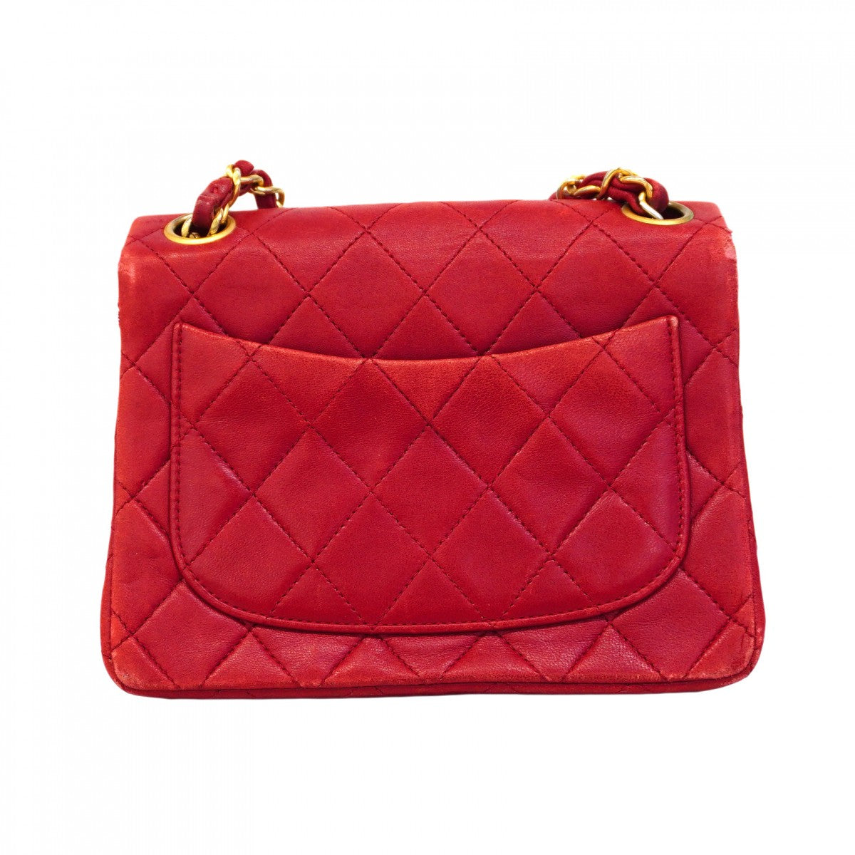 【6ca1023-k】シャネル ショルダーバッグ ミニマトラッセ チェーンショルダー ラムスキン レッド ゴールド金具【中古】レディース