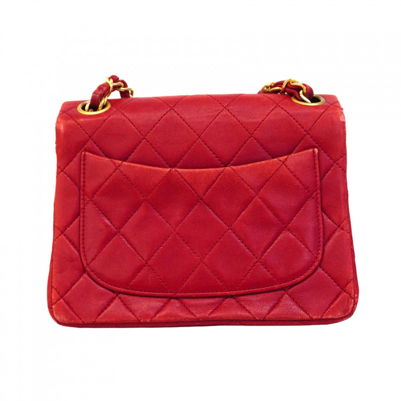 【6ca1023-k】シャネル ショルダーバッグ ミニマトラッセ チェーンショルダー ラムスキン レッド ゴールド金具【中古】レディース