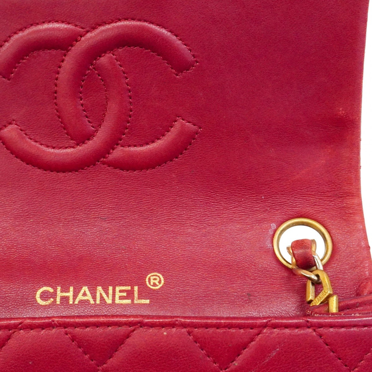 【6ca1023-k】シャネル ショルダーバッグ ミニマトラッセ チェーンショルダー ラムスキン レッド ゴールド金具【中古】レディース