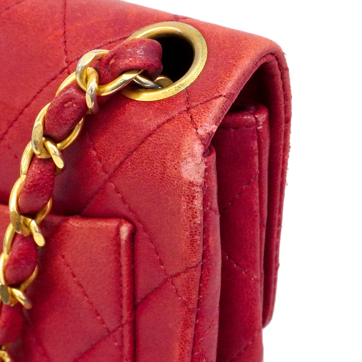 【6ca1023-k】シャネル ショルダーバッグ ミニマトラッセ チェーンショルダー ラムスキン レッド ゴールド金具【中古】レディース