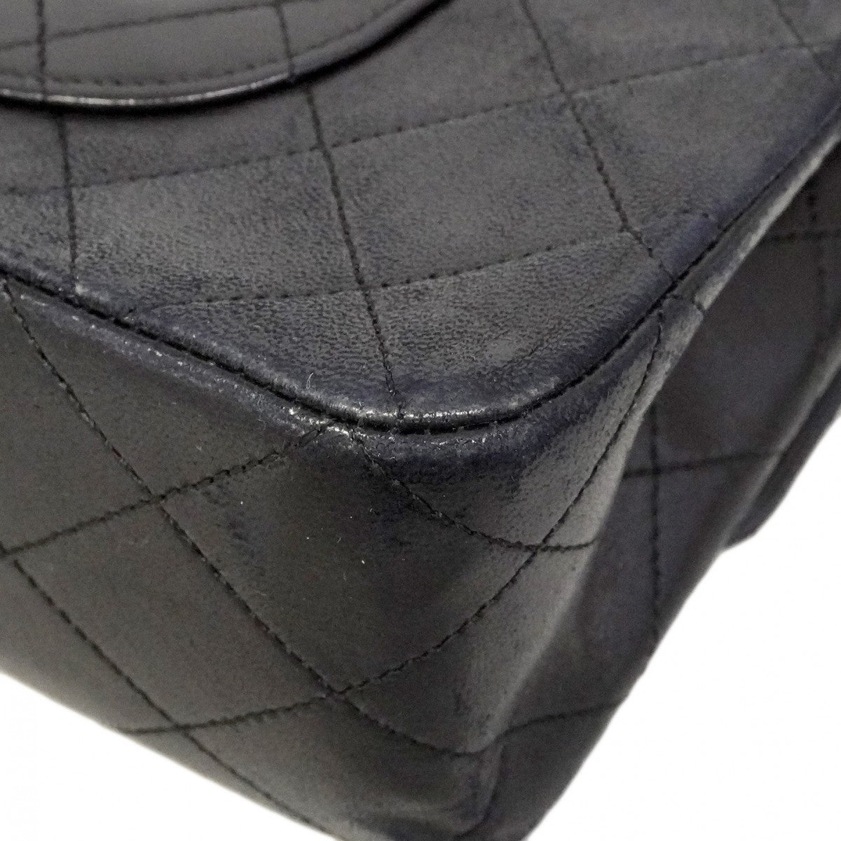 【6ca1203-k】シャネル ショルダーバッグ マトラッセ Wフラップ Wチェーン ラムスキン ブラック ゴールド金具【中古】レディース