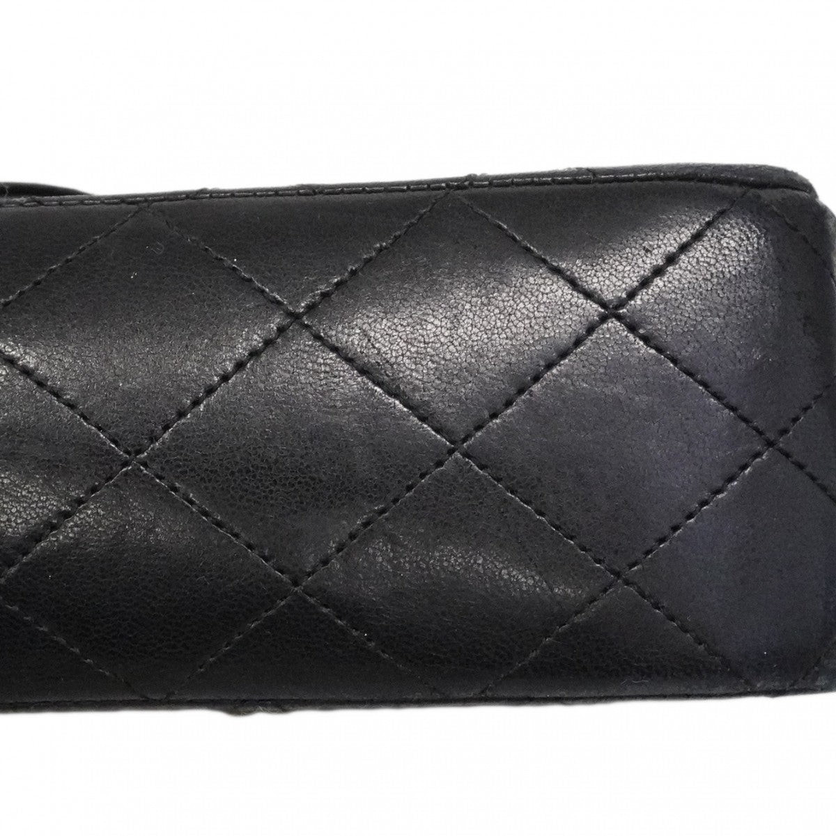 【6ca1203-k】シャネル ショルダーバッグ マトラッセ Wフラップ Wチェーン ラムスキン ブラック ゴールド金具【中古】レディース