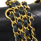 【6ca1203-k】シャネル ショルダーバッグ マトラッセ Wフラップ Wチェーン ラムスキン ブラック ゴールド金具【中古】レディース
