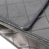 【6ca1203-k】シャネル ショルダーバッグ マトラッセ Wフラップ Wチェーン ラムスキン ブラック ゴールド金具【中古】レディース