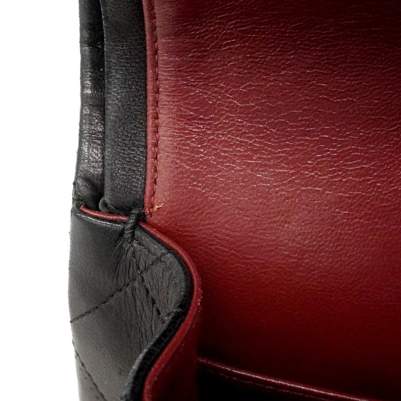 【6ca1203-k】シャネル ショルダーバッグ マトラッセ Wフラップ Wチェーン ラムスキン ブラック ゴールド金具【中古】レディース