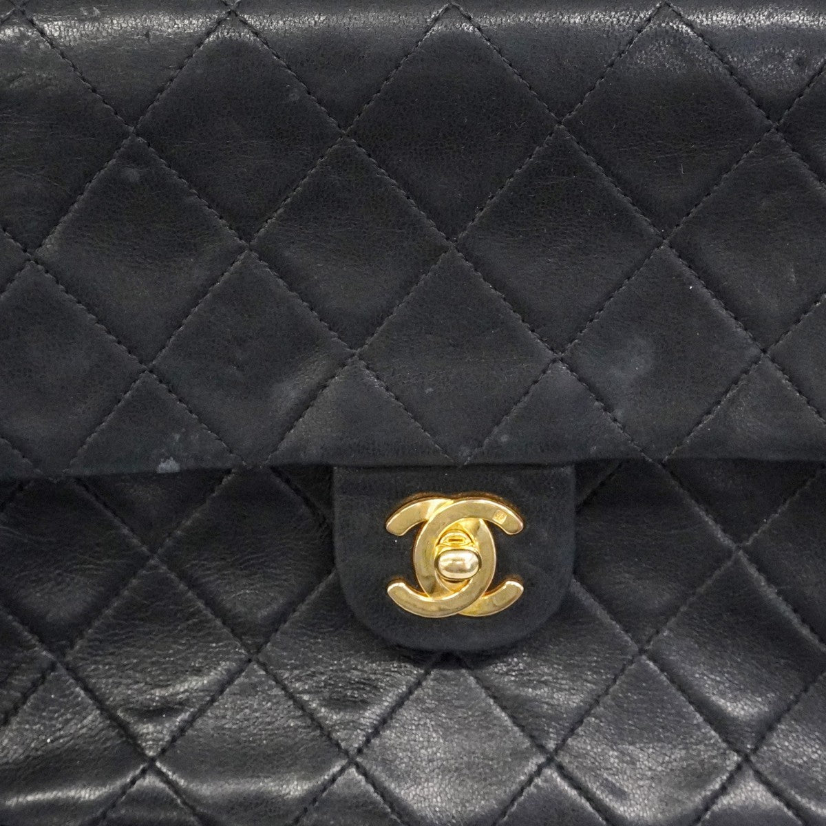 【6ca1204-k】シャネル ショルダーバッグ ミニマトラッセ チェーンショルダー ラムスキン ブラック ゴールド金具【中古】レディース