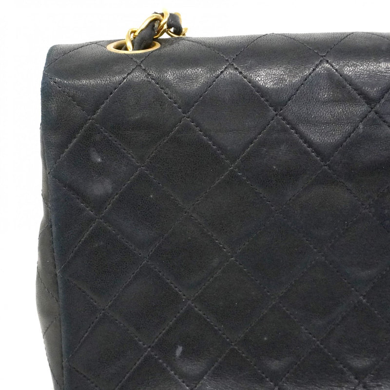 【6ca1204-k】シャネル ショルダーバッグ ミニマトラッセ チェーンショルダー ラムスキン ブラック ゴールド金具【中古】レディース