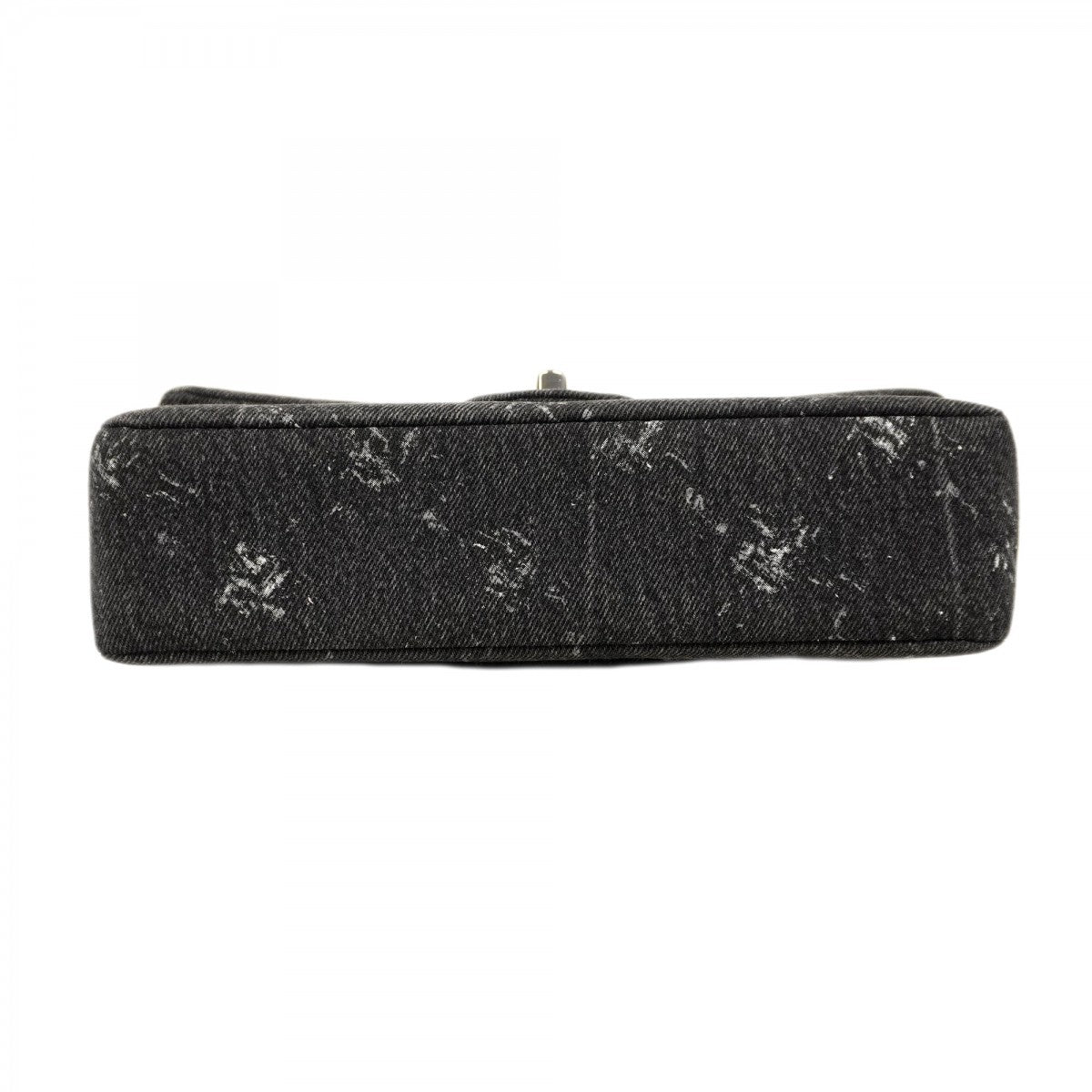 【6ca1263】シャネル ショルダーバッグ マトラッセ Wフラップ Wチェーン デニム ブラック シルバー金具【中古】レディース