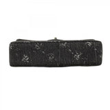 【6ca1263】シャネル ショルダーバッグ マトラッセ Wフラップ Wチェーン デニム ブラック シルバー金具【中古】レディース