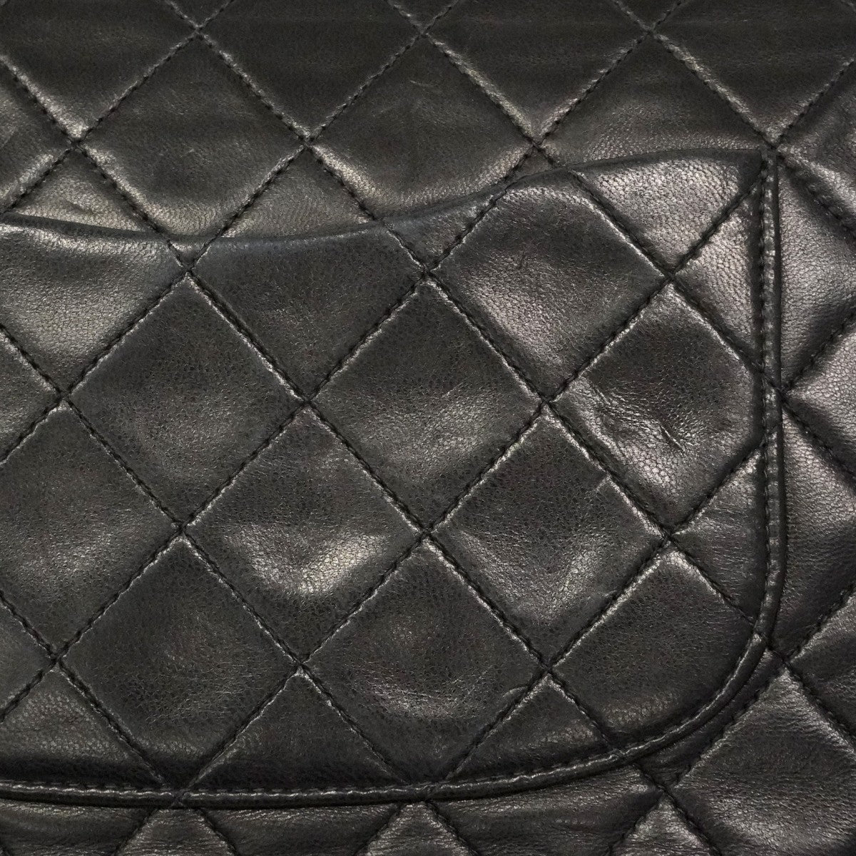 【6ca1264】シャネル ショルダーバッグ マトラッセ Wフラップ Wチェーン ラムスキン ブラック ゴールド金具【中古】レディース