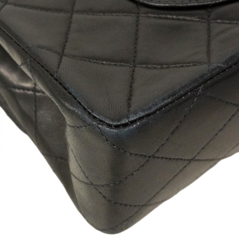 【6ca1264】シャネル ショルダーバッグ マトラッセ Wフラップ Wチェーン ラムスキン ブラック ゴールド金具【中古】レディース