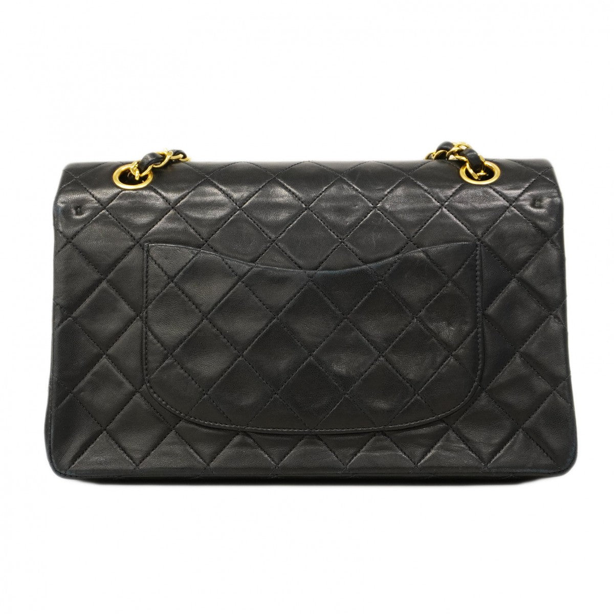 【6ca1264】シャネル ショルダーバッグ マトラッセ Wフラップ Wチェーン ラムスキン ブラック ゴールド金具【中古】レディース
