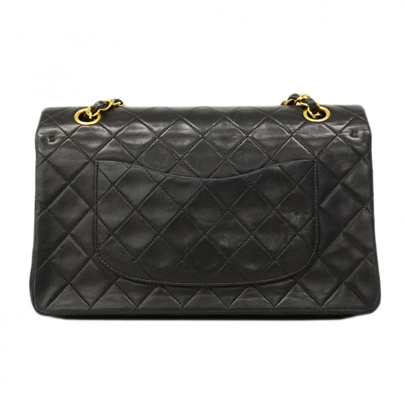 【6ca1264】シャネル ショルダーバッグ マトラッセ Wフラップ Wチェーン ラムスキン ブラック ゴールド金具【中古】レディース