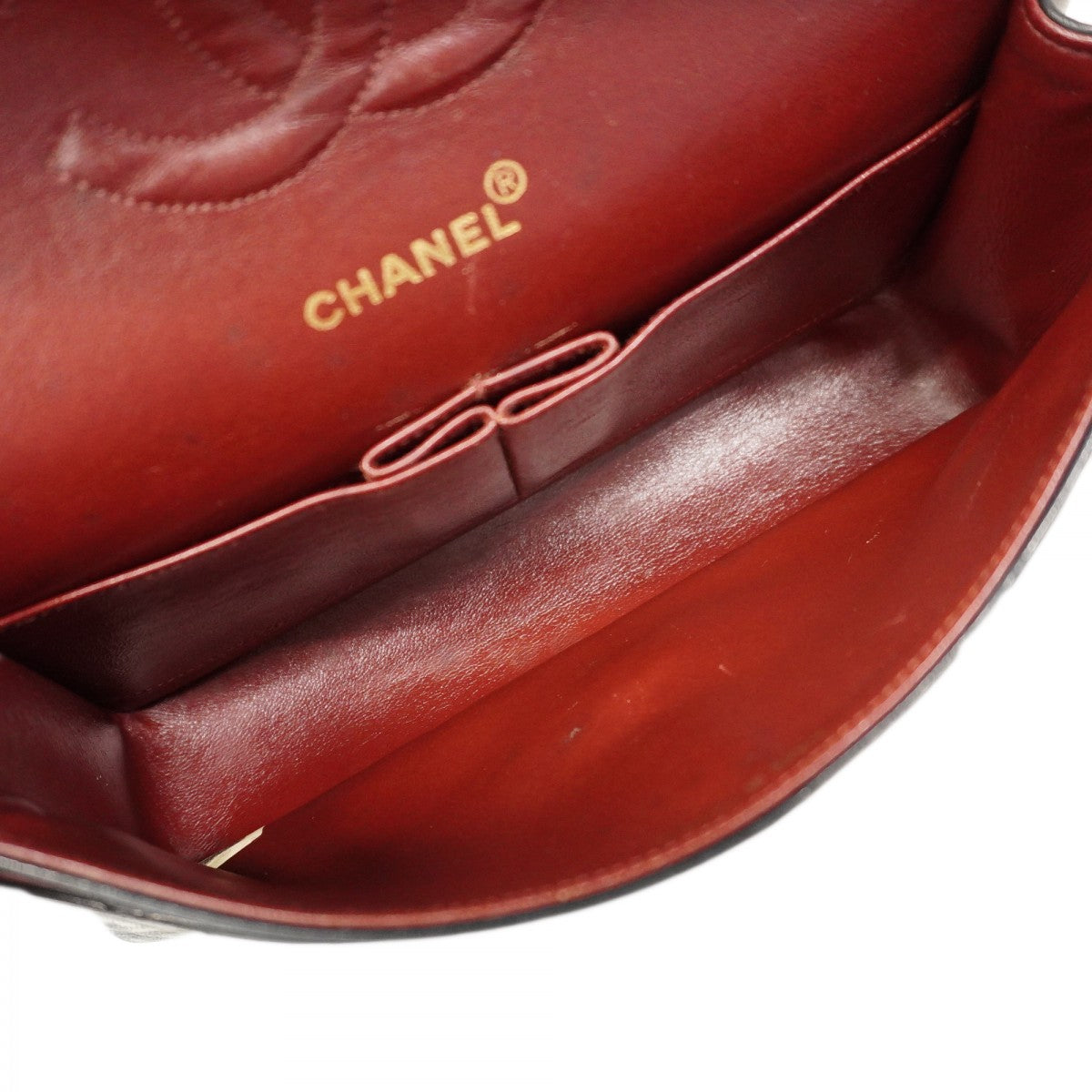 【6ca1264】シャネル ショルダーバッグ マトラッセ Wフラップ Wチェーン ラムスキン ブラック ゴールド金具【中古】レディース