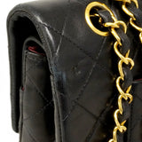 【6ca1264】シャネル ショルダーバッグ マトラッセ Wフラップ Wチェーン ラムスキン ブラック ゴールド金具【中古】レディース