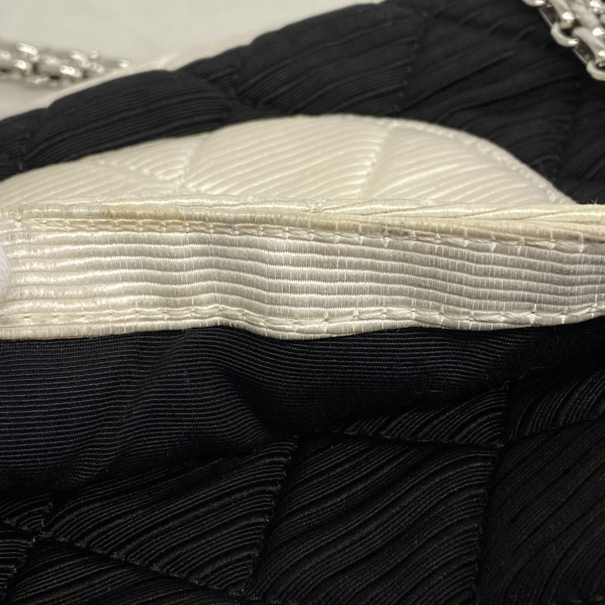 ★在庫処分★最終価格【6ca1291】シャネル ショルダーバッグ 2.55 チェーンショルダー ナイロン ブラック ホワイト シルバー金具【中古】レディース