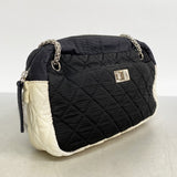 ★在庫処分★最終価格【6ca1291】シャネル ショルダーバッグ 2.55 チェーンショルダー ナイロン ブラック ホワイト シルバー金具【中古】レディース