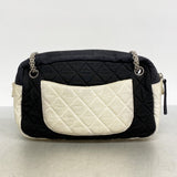 ★在庫処分★最終価格【6ca1291】シャネル ショルダーバッグ 2.55 チェーンショルダー ナイロン ブラック ホワイト シルバー金具【中古】レディース