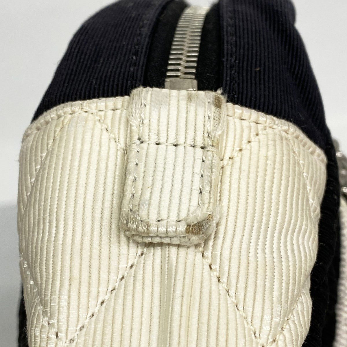 ★在庫処分★最終価格【6ca1291】シャネル ショルダーバッグ 2.55 チェーンショルダー ナイロン ブラック ホワイト シルバー金具【中古】レディース