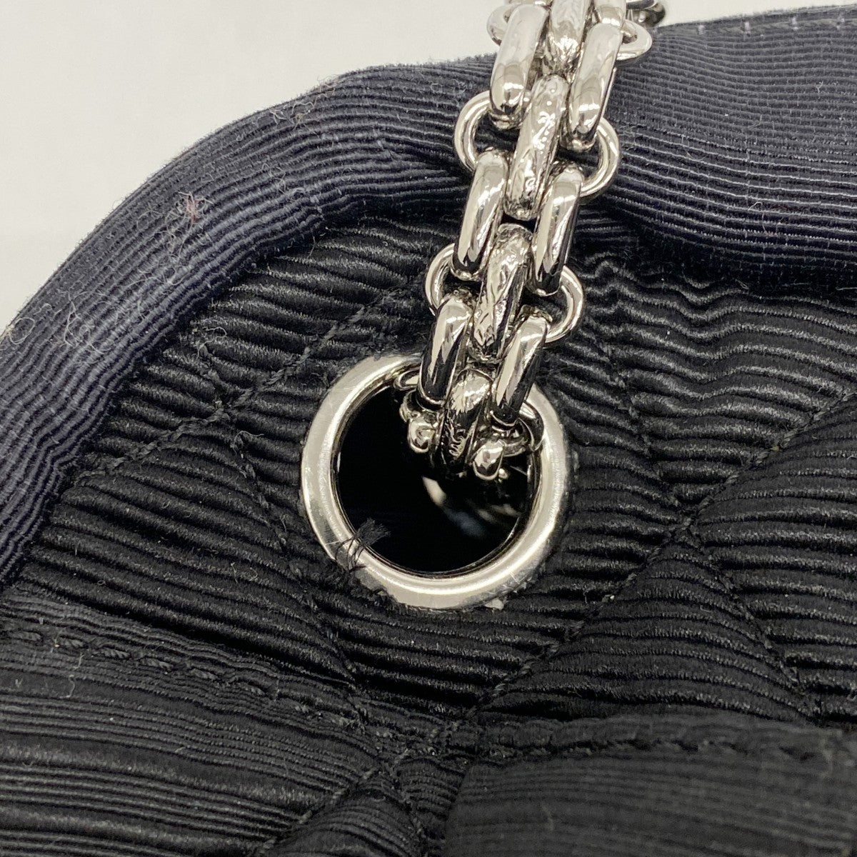 ★在庫処分★最終価格【6ca1291】シャネル ショルダーバッグ 2.55 チェーンショルダー ナイロン ブラック ホワイト シルバー金具【中古】レディース