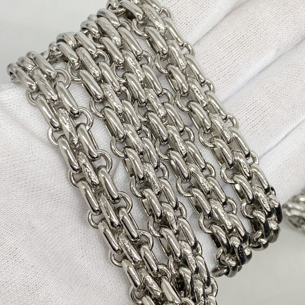 ★在庫処分★最終価格【6ca1291】シャネル ショルダーバッグ 2.55 チェーンショルダー ナイロン ブラック ホワイト シルバー金具【中古】レディース