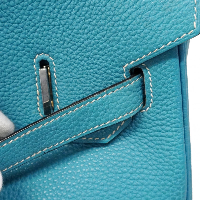 【6ca1294-h】エルメス ハンドバッグ バーキン35 トゴ ブルージーン シルバー金具 □J刻印【中古】レディース