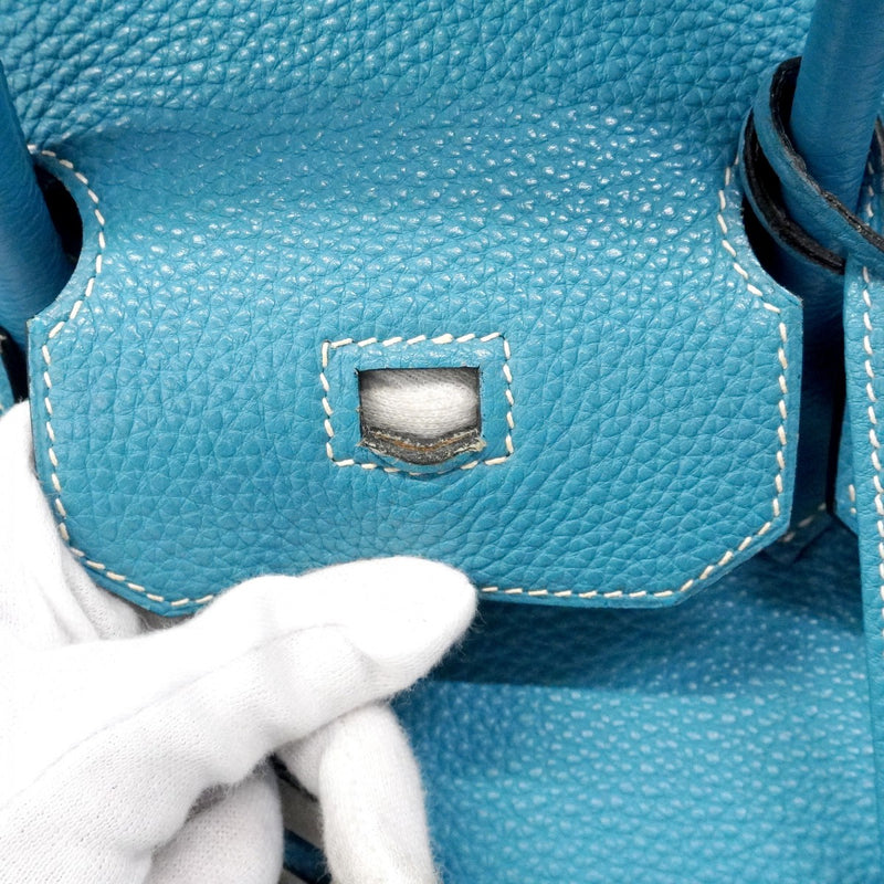【6ca1294-h】エルメス ハンドバッグ バーキン35 トゴ ブルージーン シルバー金具 □J刻印【中古】レディース