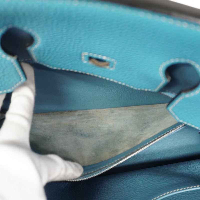 【6ca1294-h】エルメス ハンドバッグ バーキン35 トゴ ブルージーン シルバー金具 □J刻印【中古】レディース