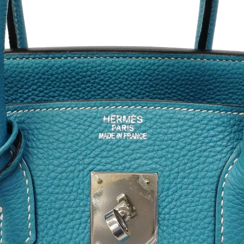 【6ca1294-h】エルメス ハンドバッグ バーキン35 トゴ ブルージーン シルバー金具 □J刻印【中古】レディース