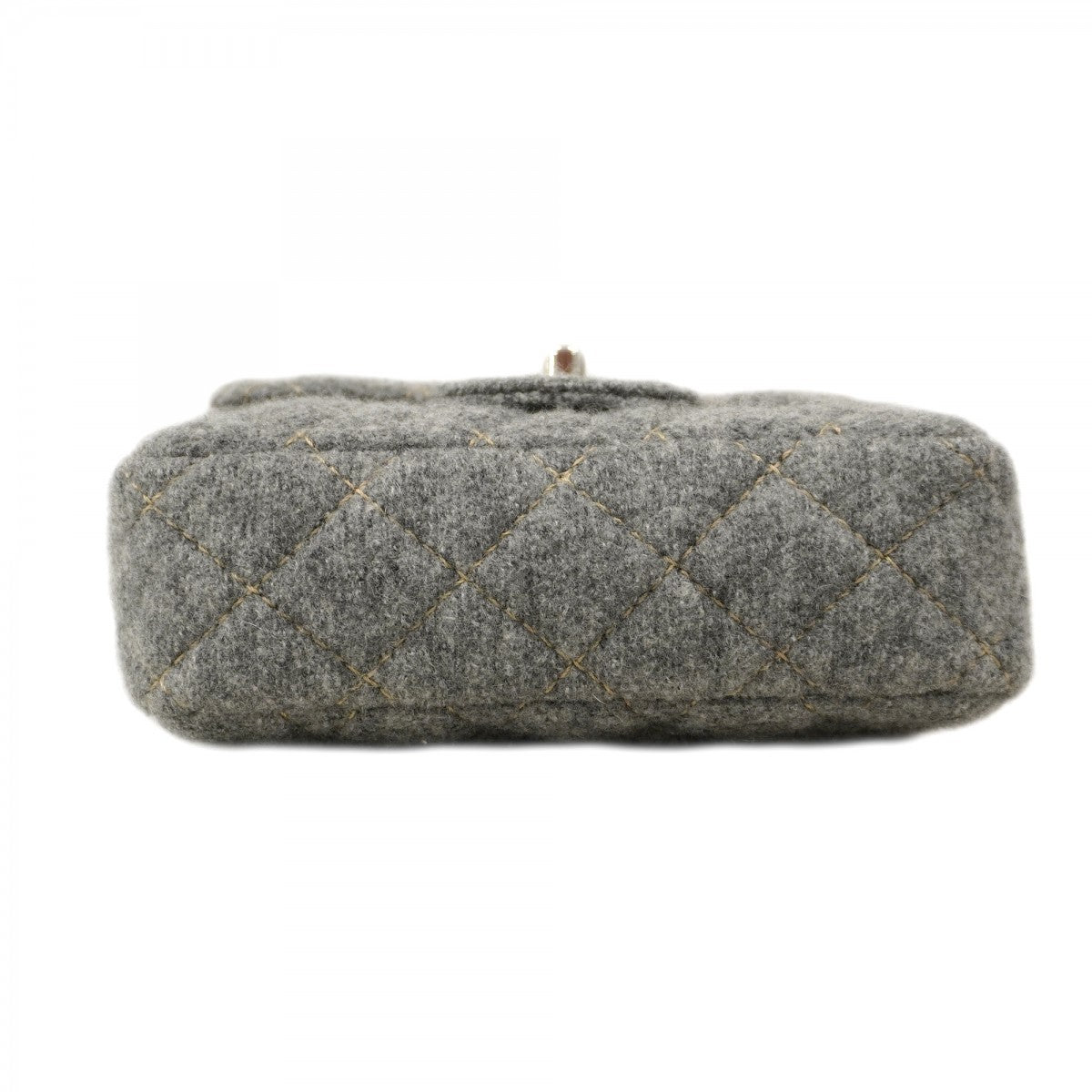 【6ca1308】シャネル ショルダーバッグ ミニマトラッセ チェーンショルダー ウール グレー シルバー金具【中古】レディース