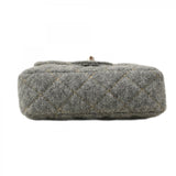 【6ca1308】シャネル ショルダーバッグ ミニマトラッセ チェーンショルダー ウール グレー シルバー金具【中古】レディース