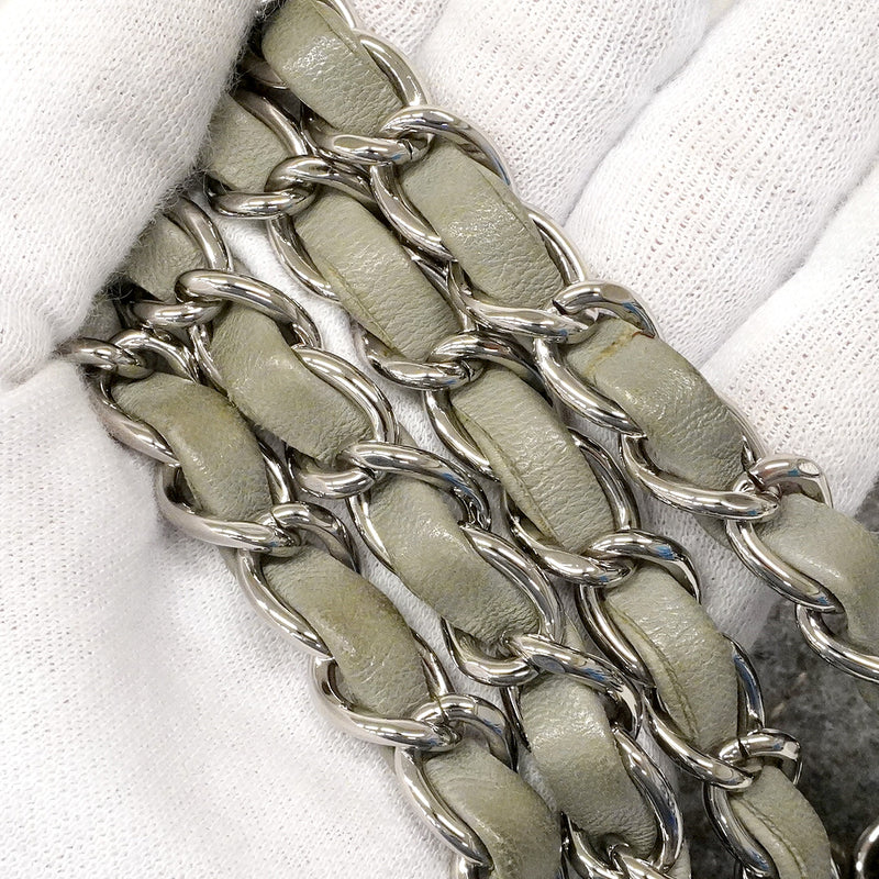 【6ca1308】シャネル ショルダーバッグ ミニマトラッセ チェーンショルダー ウール グレー シルバー金具【中古】レディース