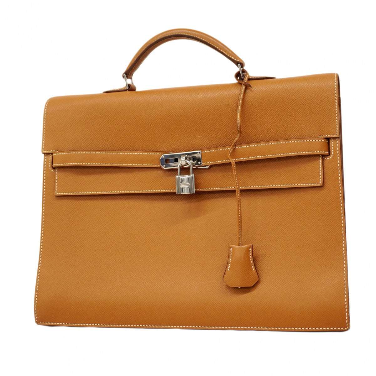 【6ca1345】エルメス ブリーフケース ケリーデペッシュ34 ヴォーエプソン ゴールド シルバー金具 □L刻印【中古】メンズ