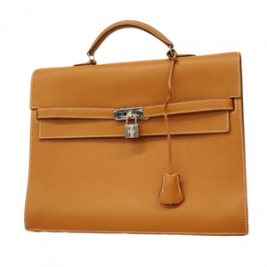 【6ca1345】エルメス ブリーフケース ケリーデペッシュ34 ヴォーエプソン ゴールド シルバー金具 □L刻印【中古】メンズ
