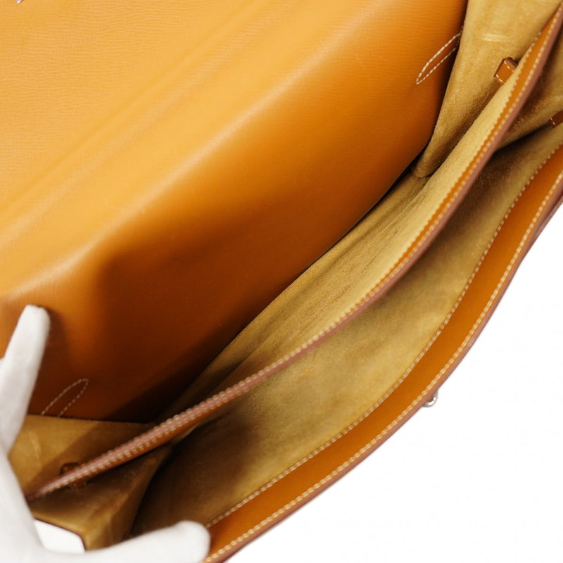 【6ca1345】エルメス ブリーフケース ケリーデペッシュ34 ヴォーエプソン ゴールド シルバー金具 □L刻印【中古】メンズ