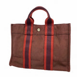 ★SALE【6ca1356-k】エルメス トートバッグ フールトゥPM キャンバス ブラウン シルバー金具【中古】メンズ レディース ユニセックス